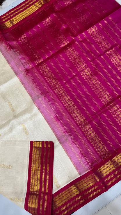 Butta Pure Silk Cotton Saree with Korvai Border