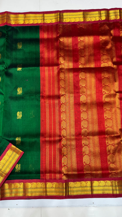 Butta Pure Silk Cotton Saree with Korvai Border