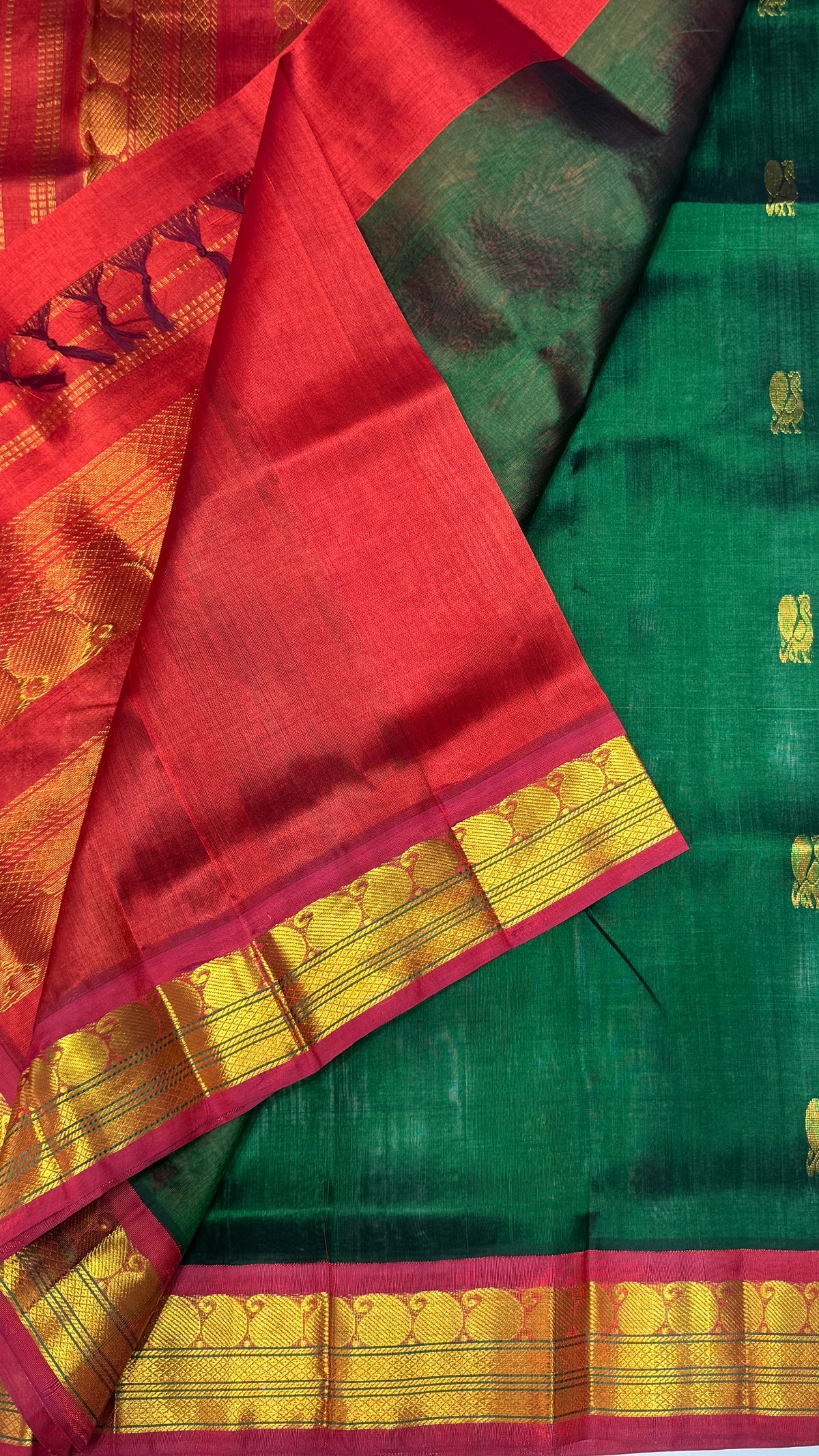 Butta Pure Silk Cotton Saree with Korvai Border