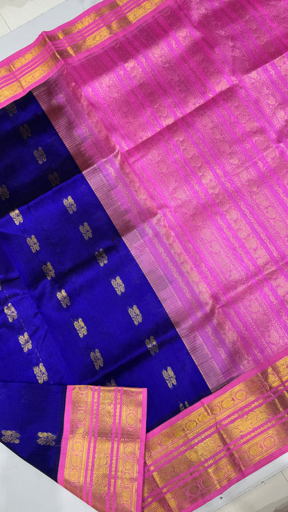 Butta Pure Silk Cotton Saree with Korvai Border