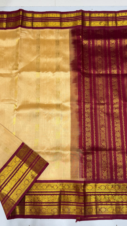 Butta Pure Silk Cotton Saree with Korvai Border