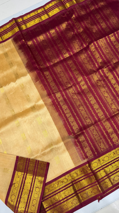 Butta Pure Silk Cotton Saree with Korvai Border
