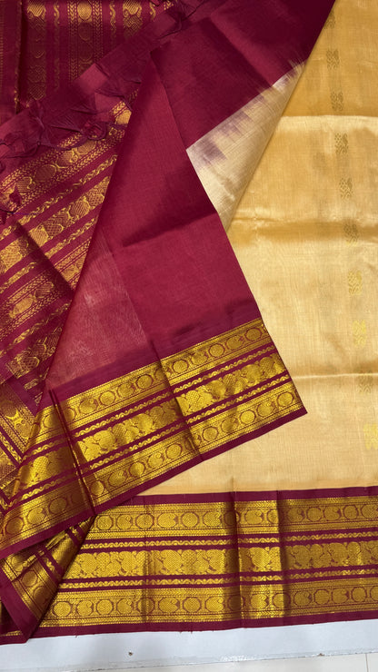 Butta Pure Silk Cotton Saree with Korvai Border