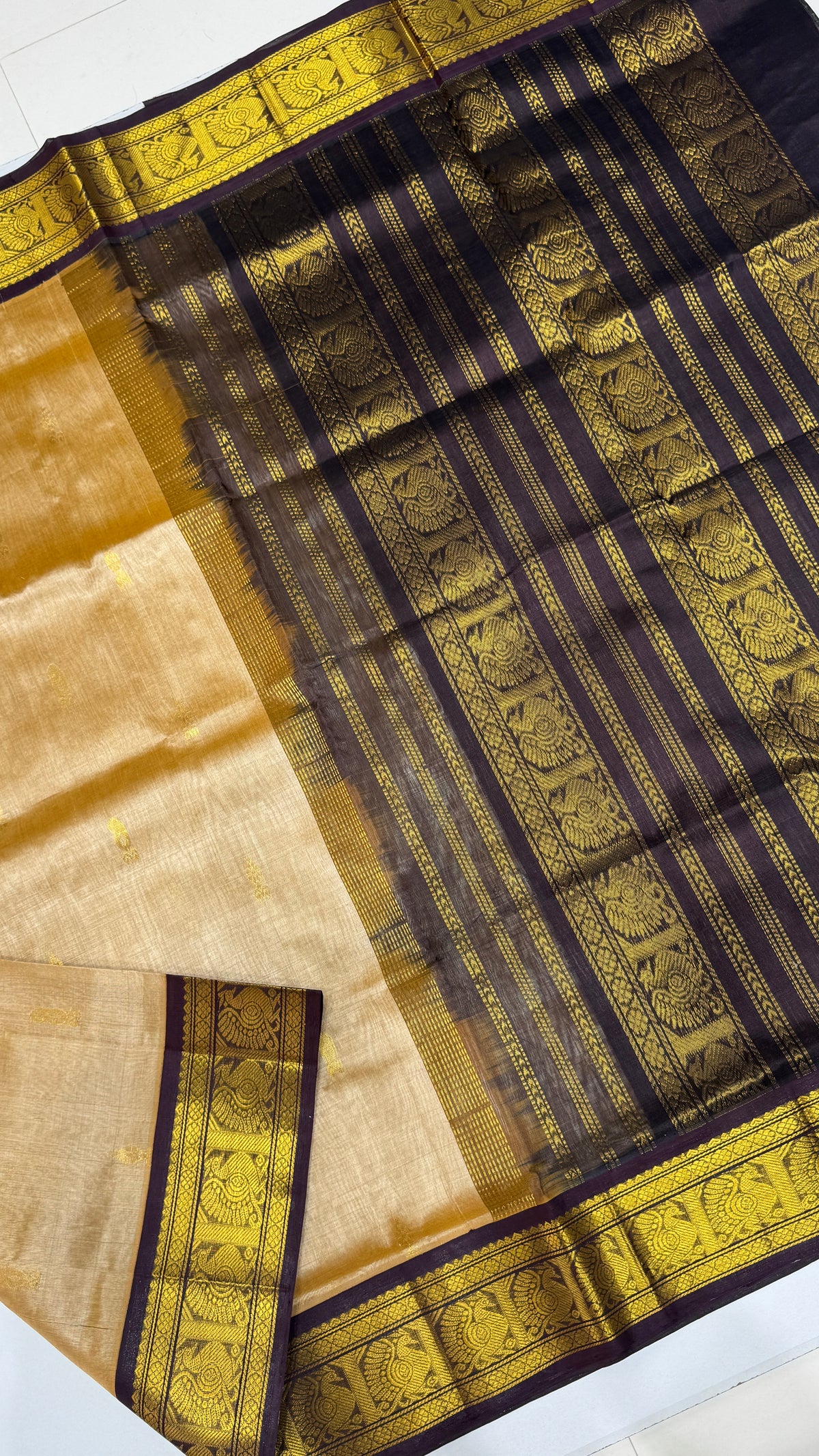 Butta Pure Silk Cotton Saree with Korvai Border
