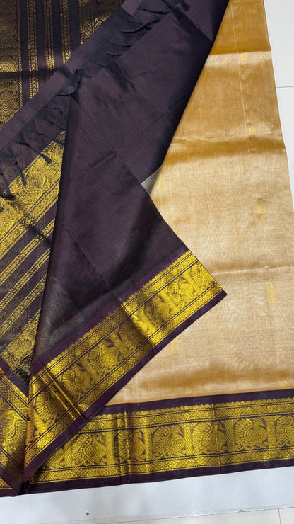 Butta Pure Silk Cotton Saree with Korvai Border