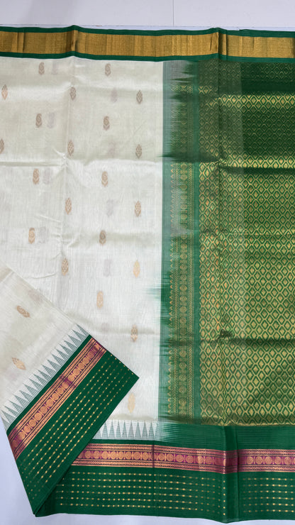 Butta Pure Silk Cotton Saree with Korvai Border