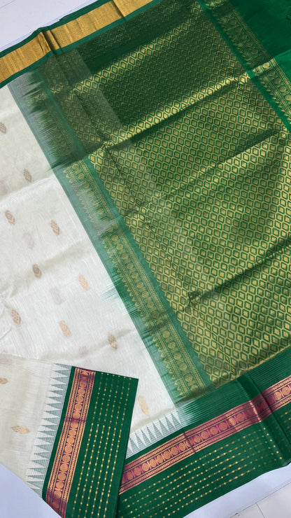 Butta Pure Silk Cotton Saree with Korvai Border
