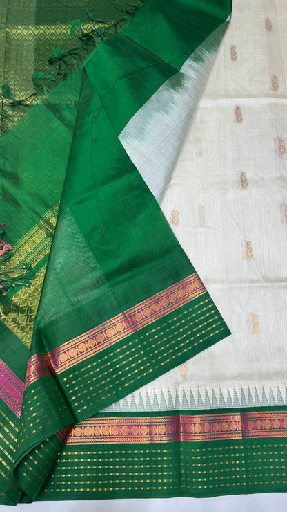 Butta Pure Silk Cotton Saree with Korvai Border