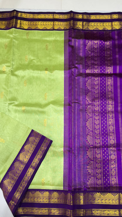 Butta Pure Silk Cotton Saree with Korvai Border
