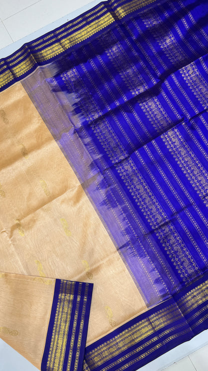 Butta Pure Silk Cotton Saree with Korvai Border