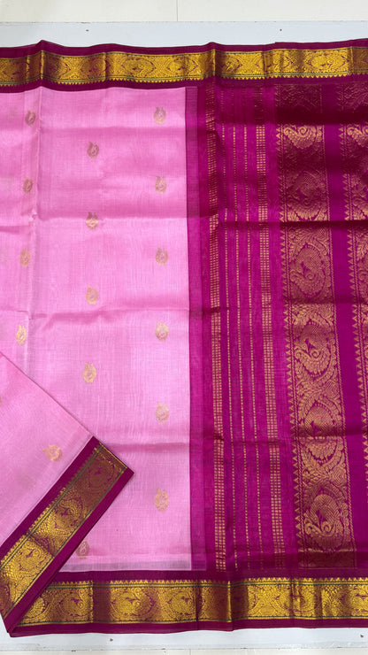 Butta Pure Silk Cotton Saree with Korvai Border