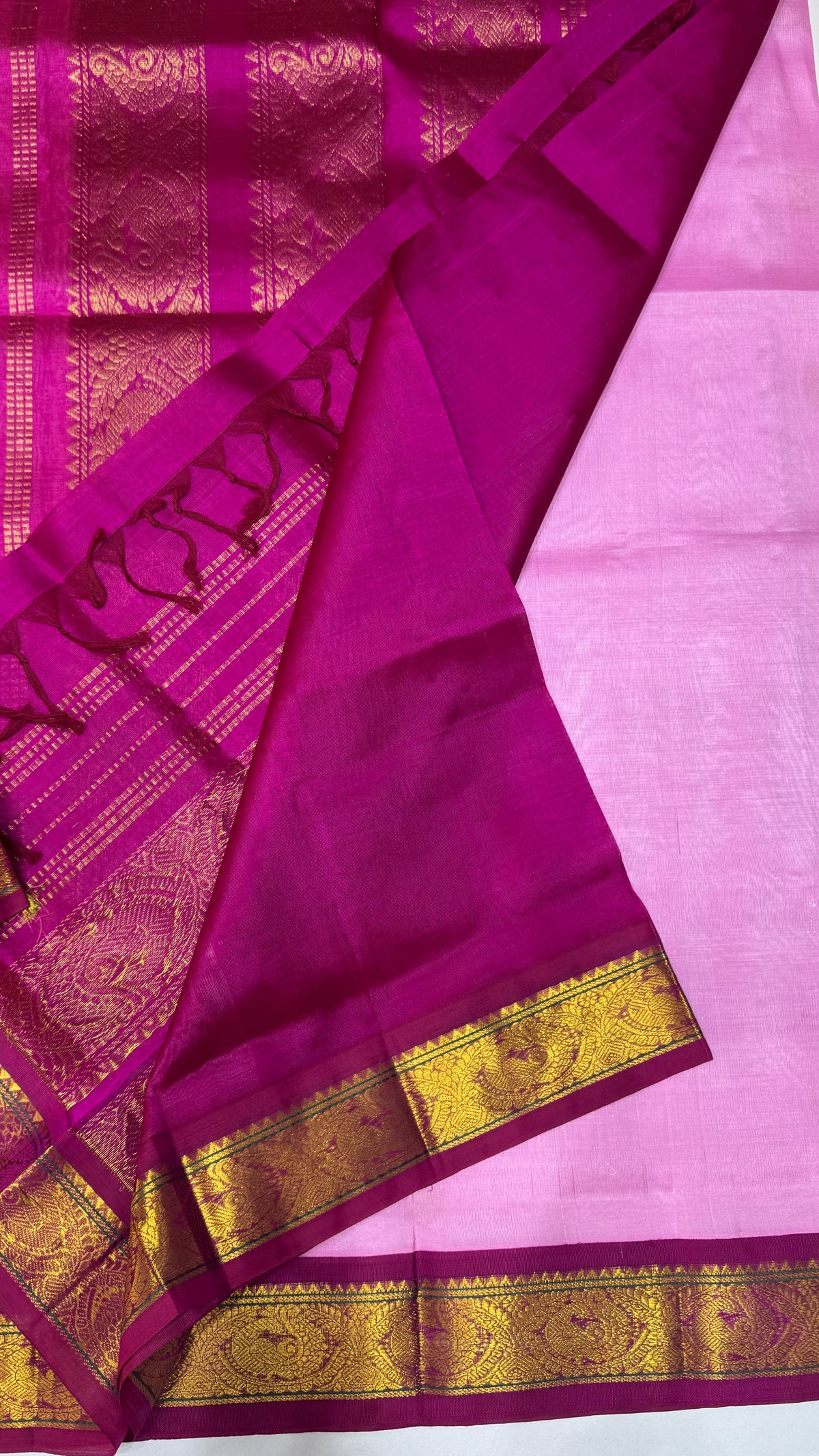 Butta Pure Silk Cotton Saree with Korvai Border