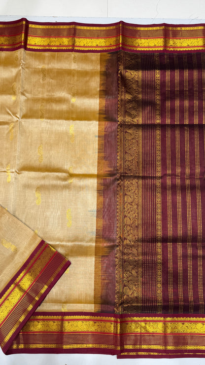 Butta Pure Silk Cotton Saree with Korvai Border