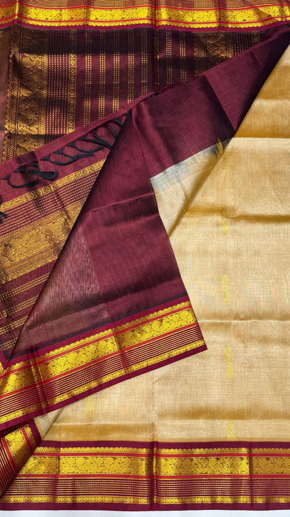 Butta Pure Silk Cotton Saree with Korvai Border