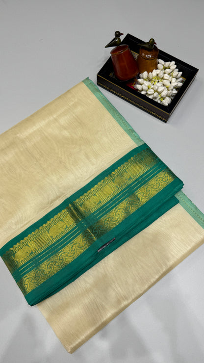 Plain Pure Silk Cotton Saree with Korvai Border