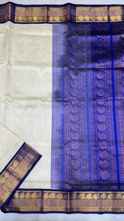 Plain Pure Silk Cotton Saree with Korvai Border
