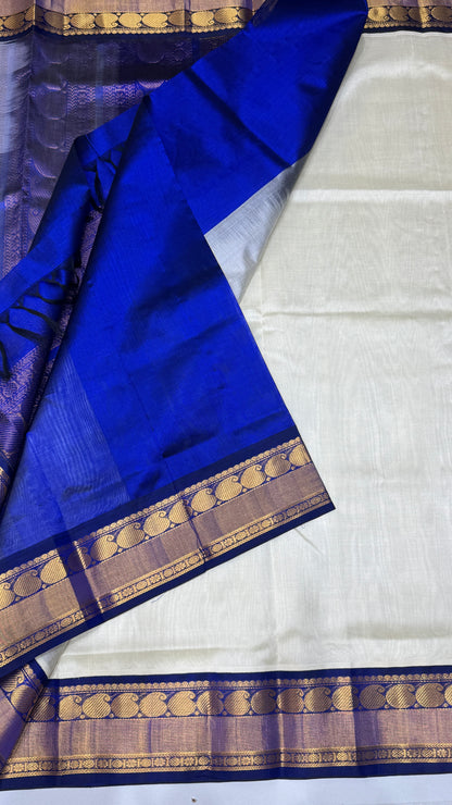 Plain Pure Silk Cotton Saree with Korvai Border
