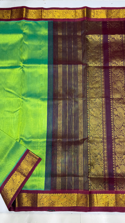 Plain Pure Silk Cotton Saree with Korvai Border