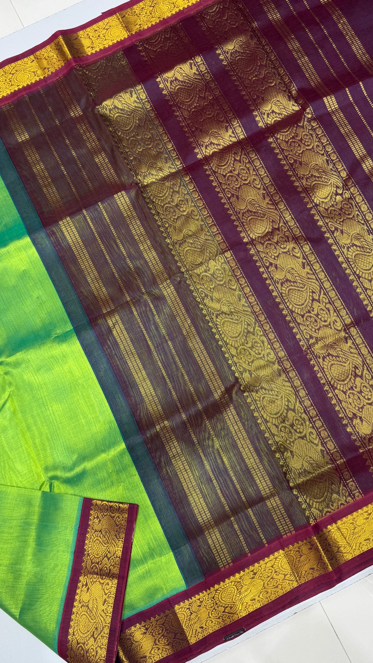 Plain Pure Silk Cotton Saree with Korvai Border