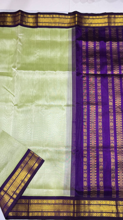 Plain Pure Silk Cotton Saree with Korvai Border