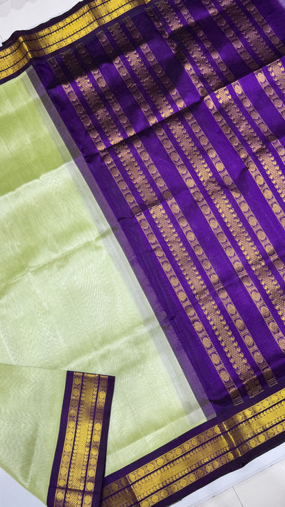 Plain Pure Silk Cotton Saree with Korvai Border