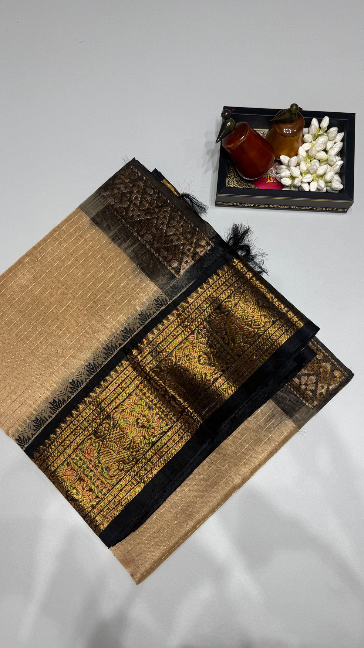 Lakshadeepam Pure Silk Cotton Saree with Korvai Border