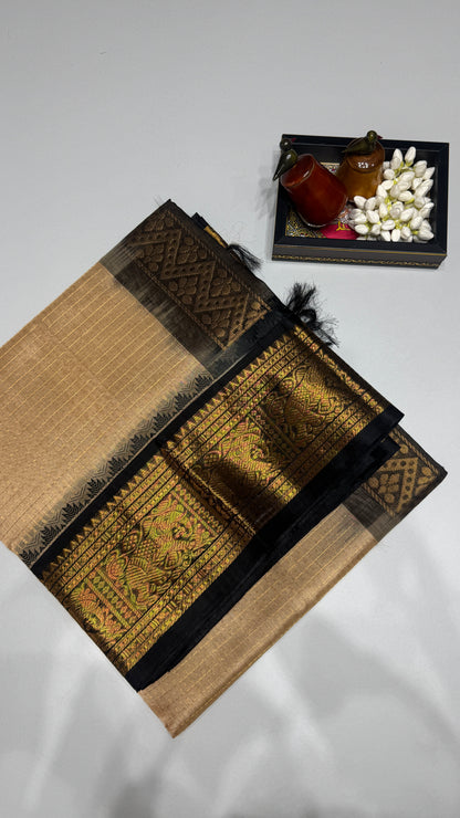 Lakshadeepam Pure Silk Cotton Saree with Korvai Border