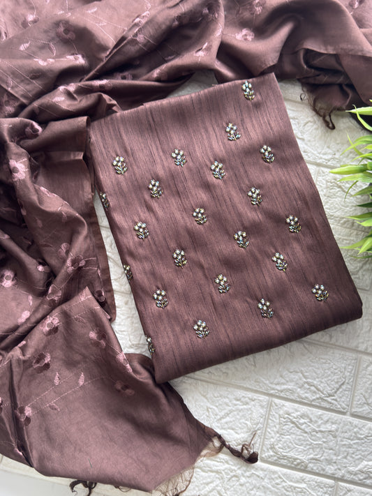 Semi Soft Tussar Unstitched Salwar Suit