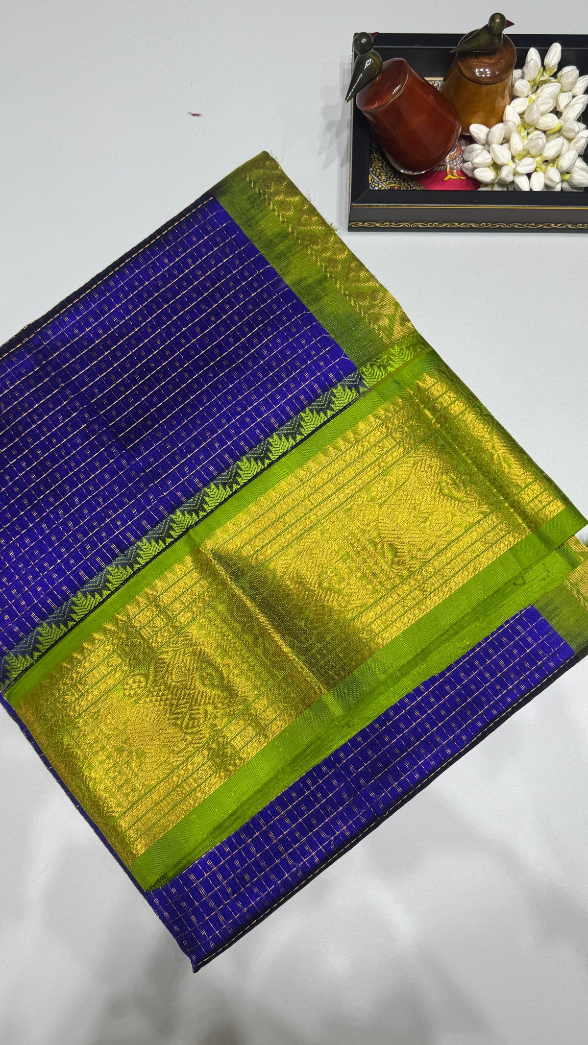 Lakshadeepam Pure Silk Cotton Saree with Korvai Border