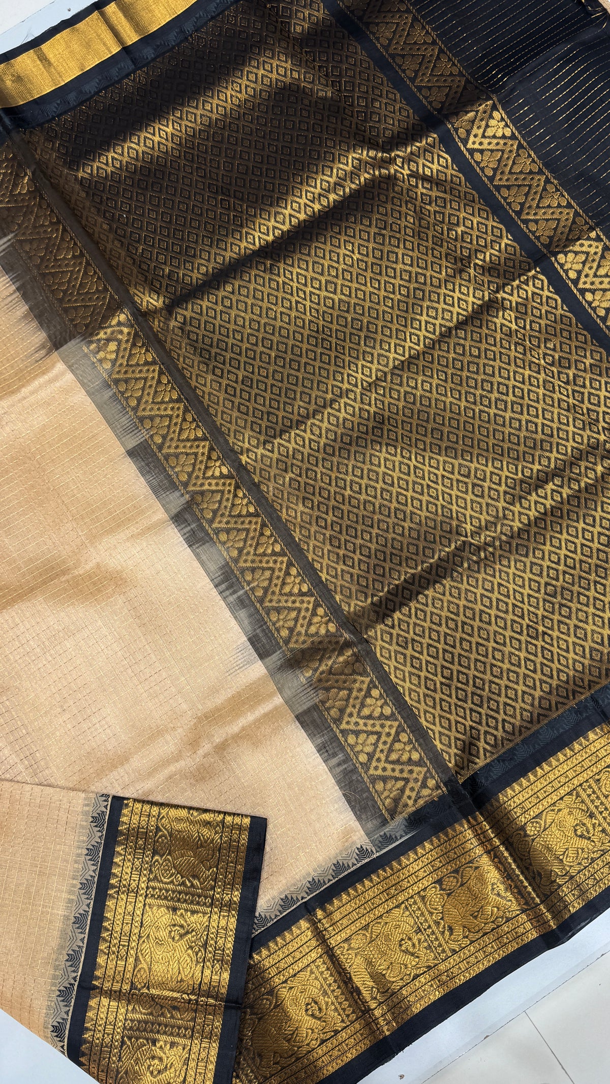 Lakshadeepam Pure Silk Cotton Saree with Korvai Border