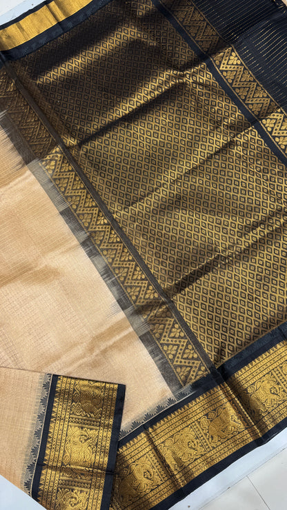 Lakshadeepam Pure Silk Cotton Saree with Korvai Border
