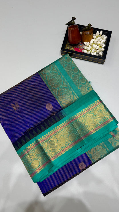 Vairoosi with Buttas Pure Silk Cotton Saree with Korvai Border