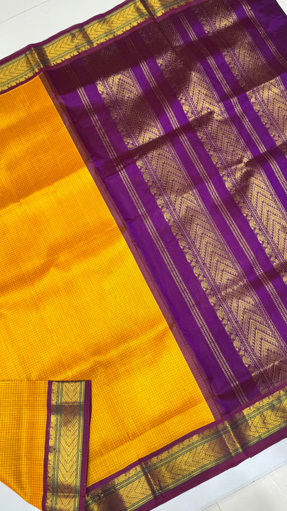 Thread Checks Pure Silk Cotton Saree with Korvai Border