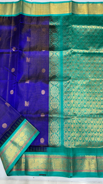Vairoosi with Buttas Pure Silk Cotton Saree with Korvai Border