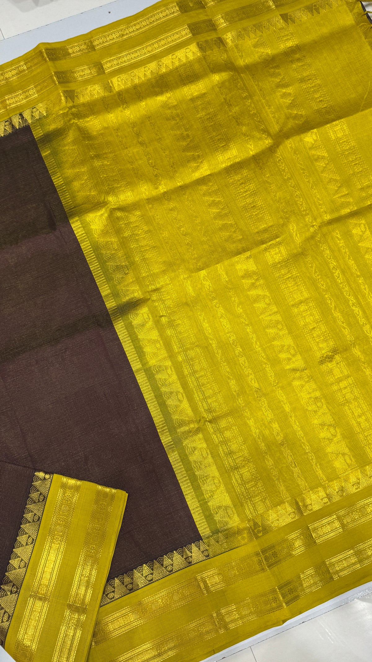 Vairoosi Pure Silk Cotton Saree with Korvai Border