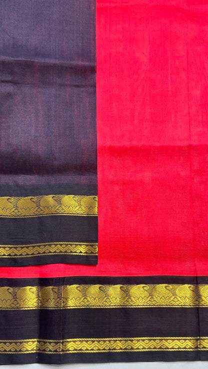 Plain Pure Silk Cotton Saree with Korvai Border
