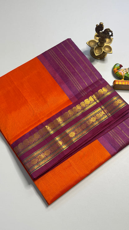 Plain Pure Silk Cotton Saree with Korvai Border