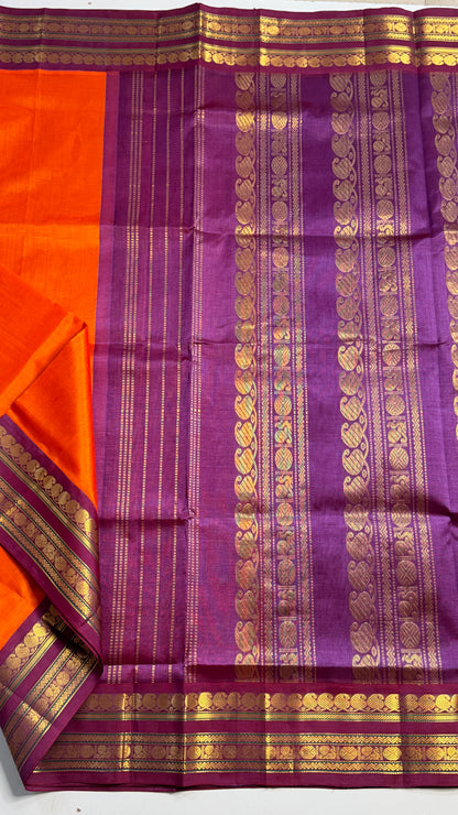 Plain Pure Silk Cotton Saree with Korvai Border