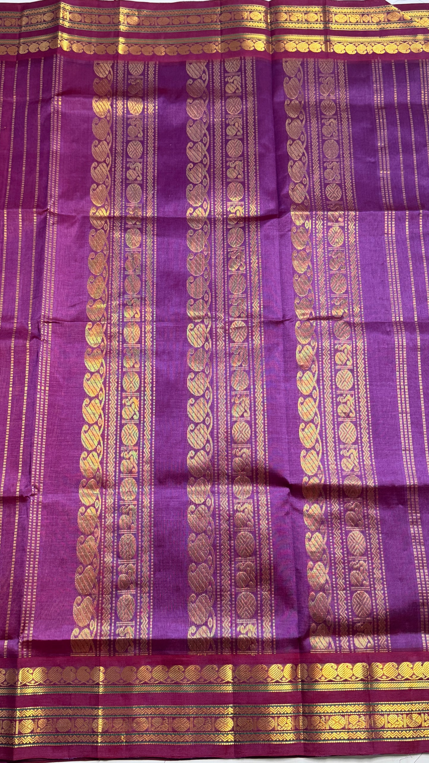 Plain Pure Silk Cotton Saree with Korvai Border