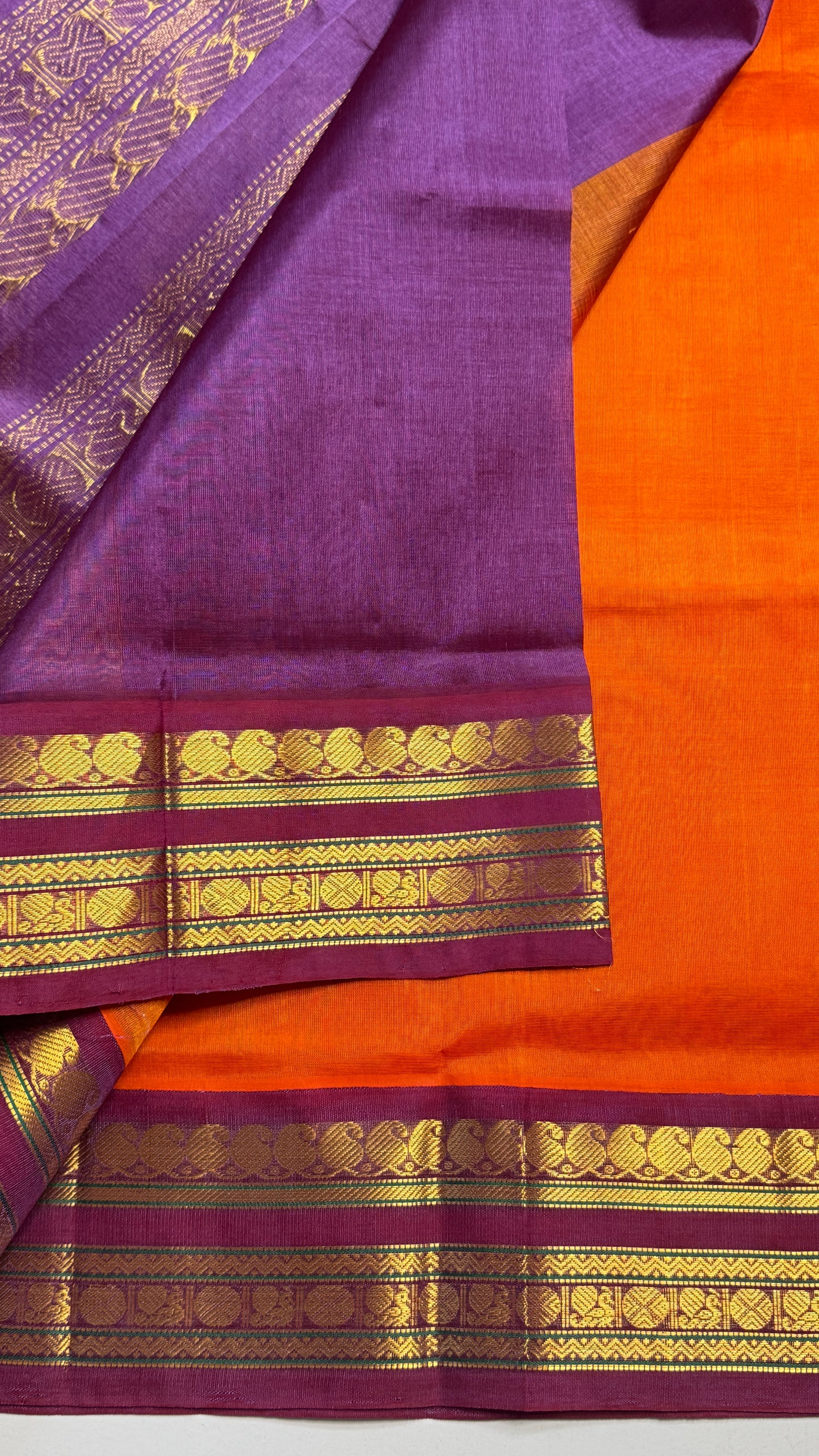 Plain Pure Silk Cotton Saree with Korvai Border