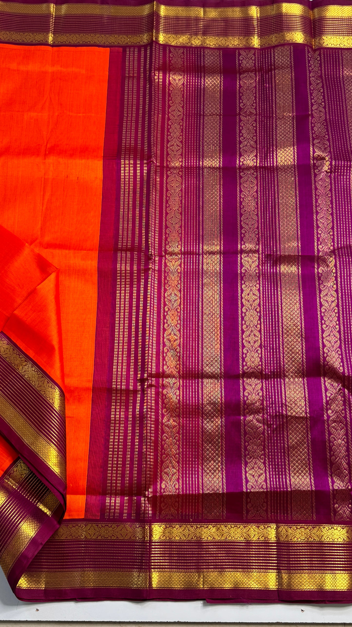 Plain Pure Silk Cotton Saree with Korvai Border