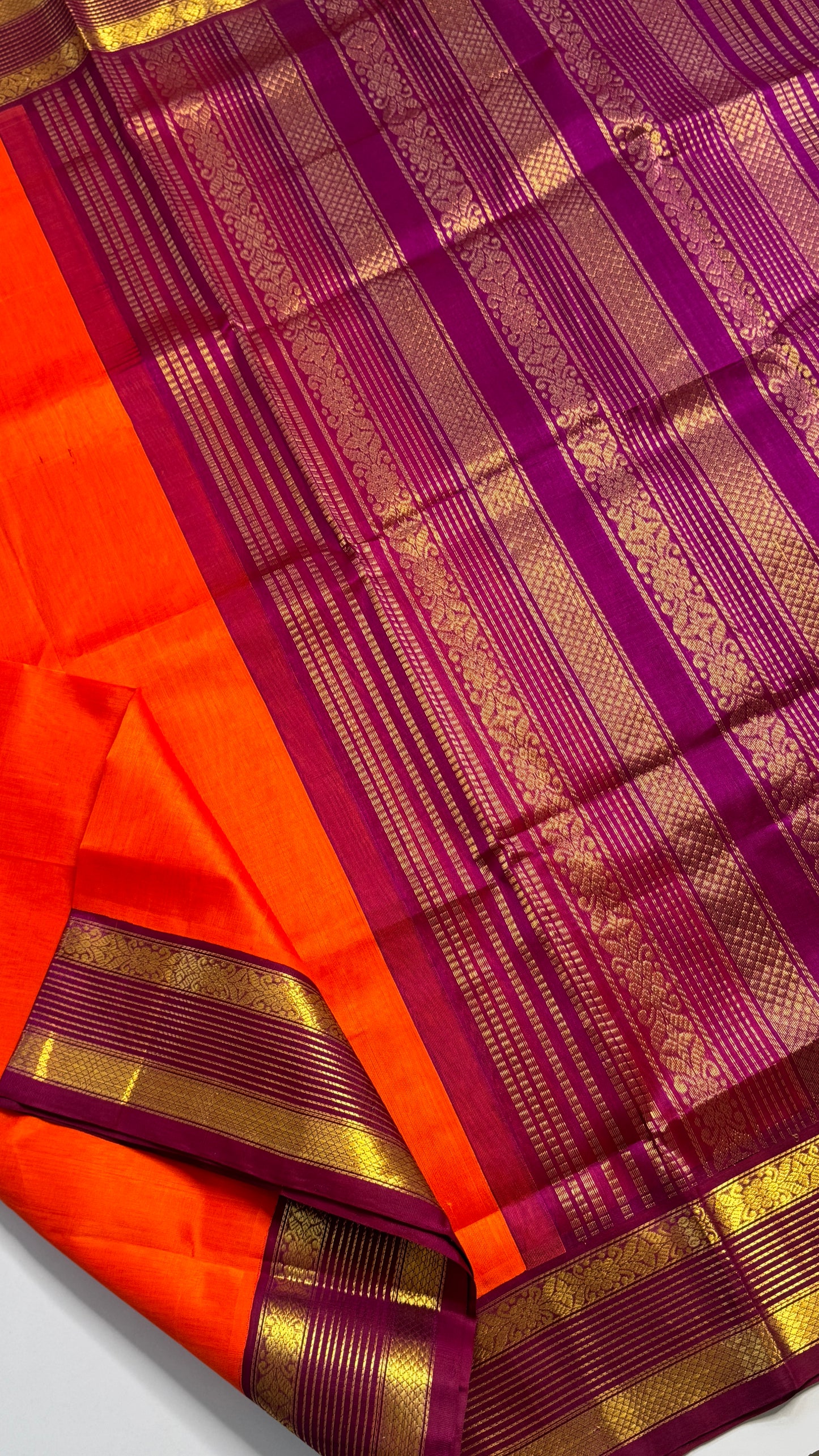 Plain Pure Silk Cotton Saree with Korvai Border
