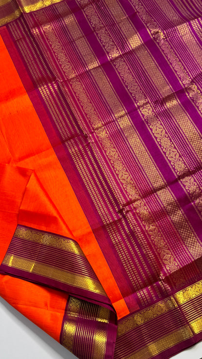 Plain Pure Silk Cotton Saree with Korvai Border