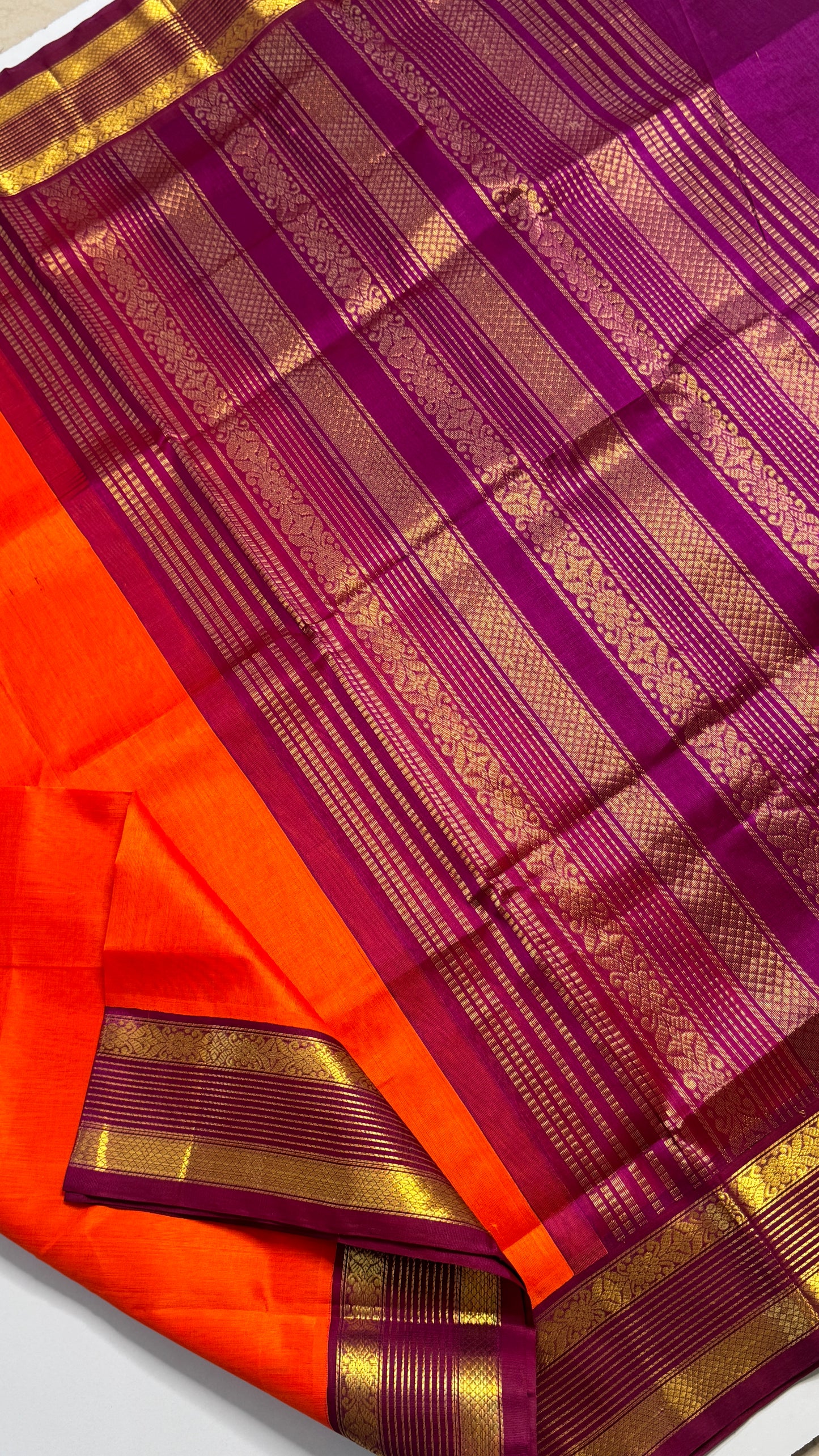 Plain Pure Silk Cotton Saree with Korvai Border