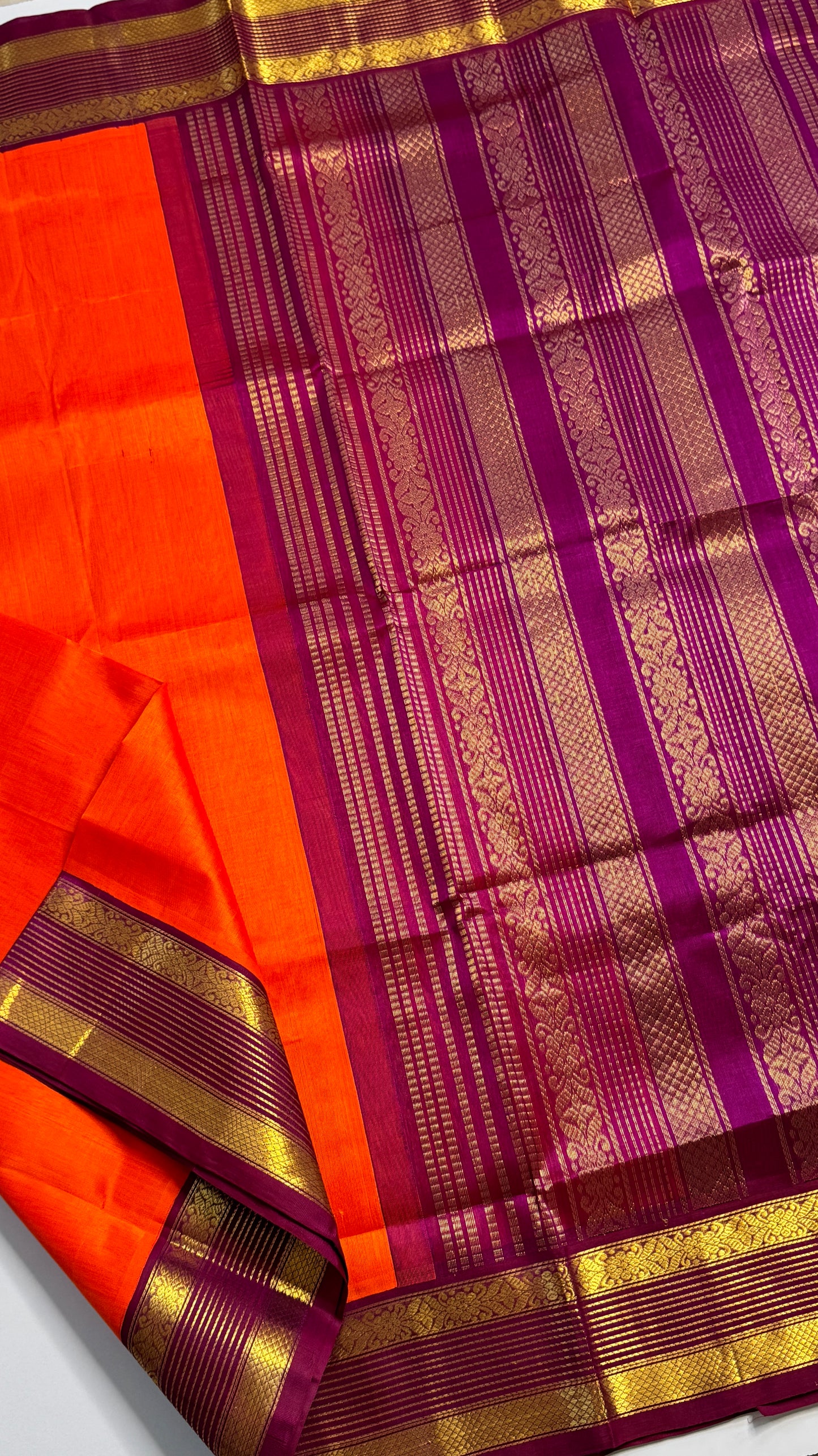 Plain Pure Silk Cotton Saree with Korvai Border