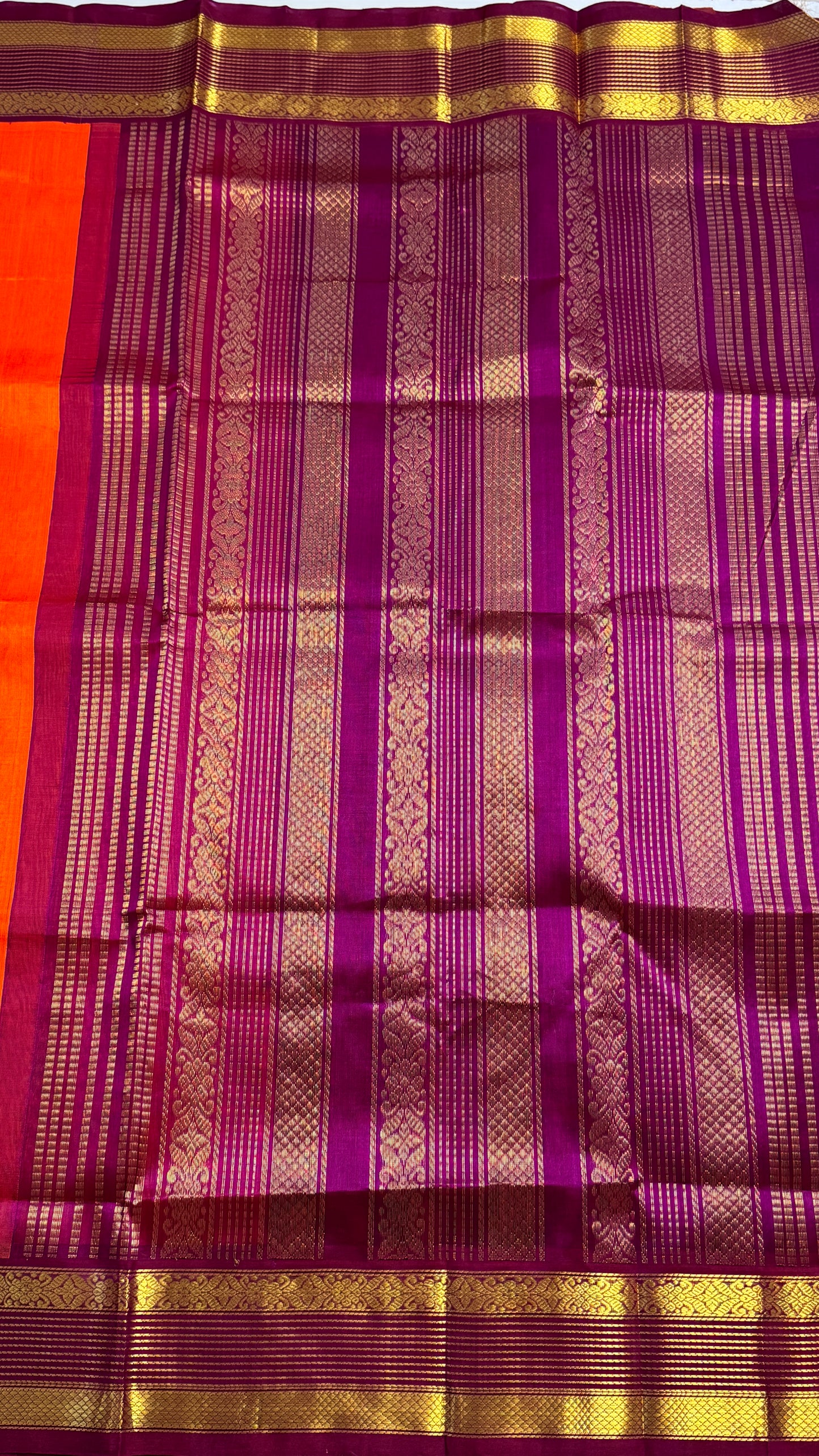 Plain Pure Silk Cotton Saree with Korvai Border