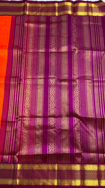 Plain Pure Silk Cotton Saree with Korvai Border