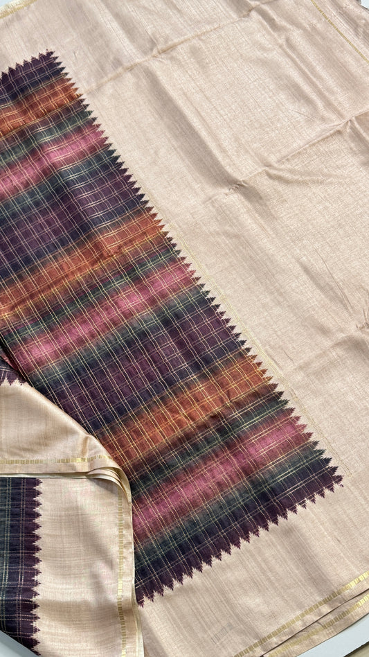 Checks Semi Tussar Saree