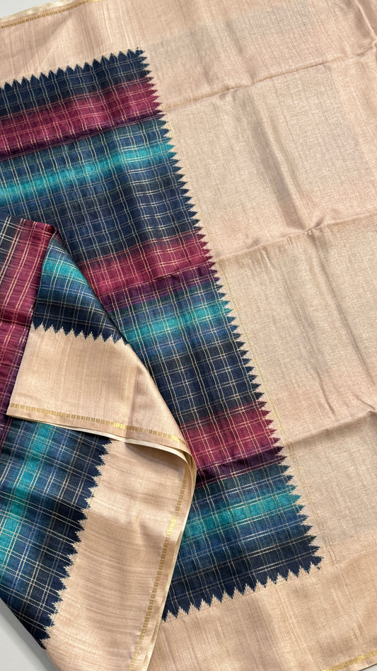 Checks Semi Tussar Saree