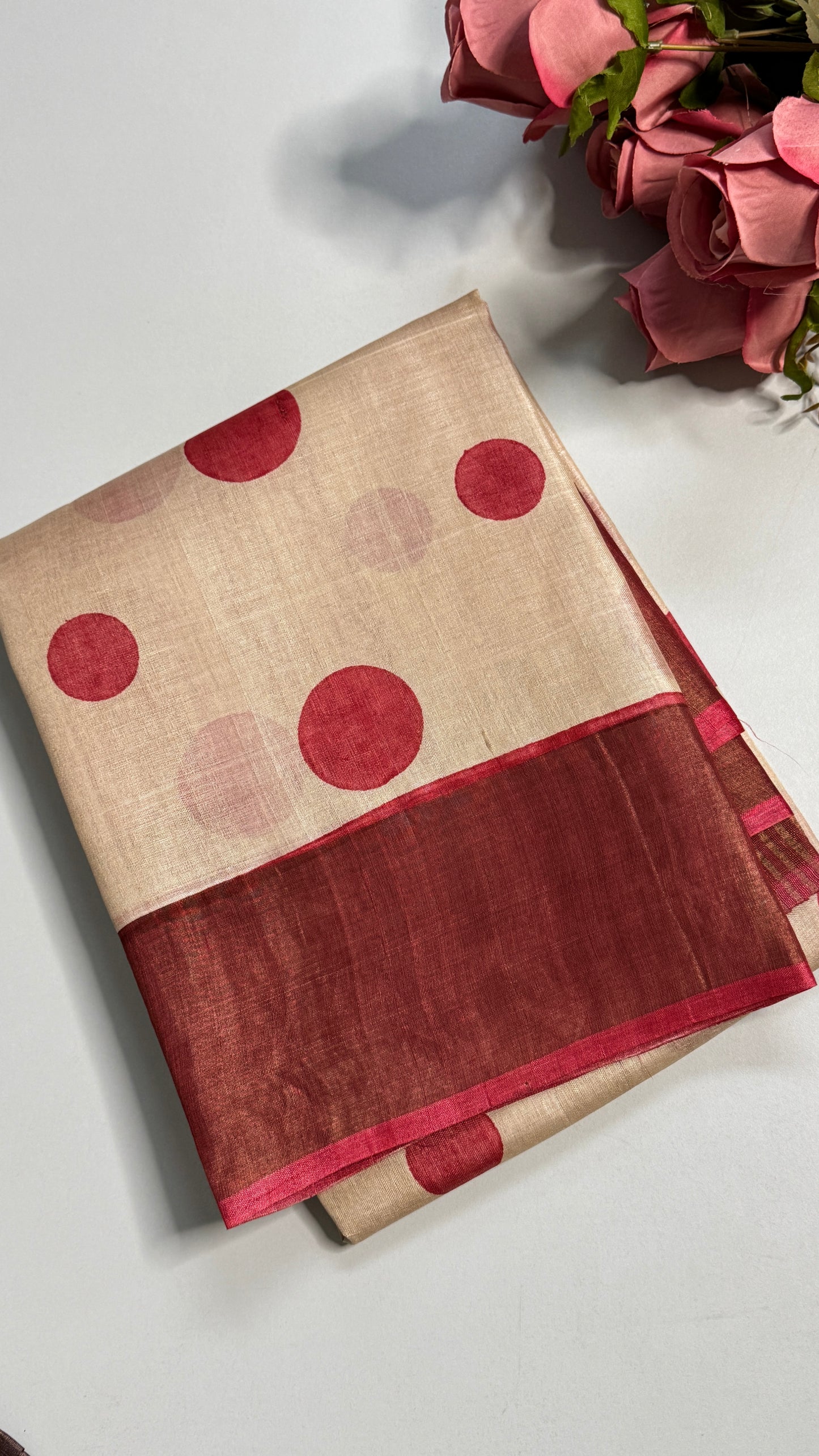 Polka Dots Handloom Pure Tussar Silk Saree